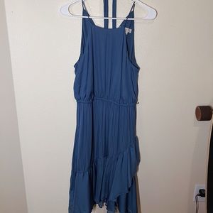 Soft Blue Loft Dress With Ruffles
